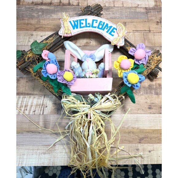 Easter-Themed Welcome Wreath With Bunny & Floral Design 17'' x 17'' - Picture 5 of 5